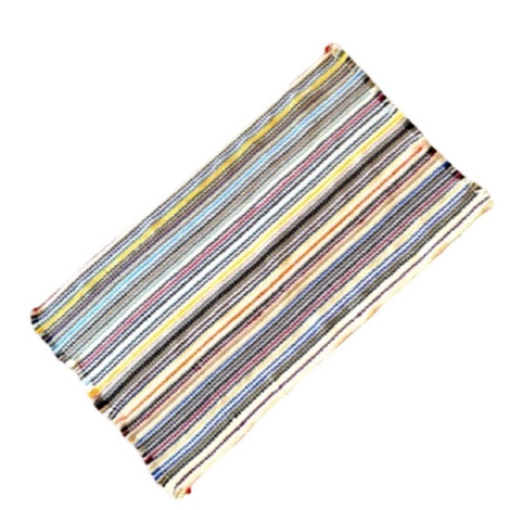 VINTAGE  Rag Floor Rug Multi Color Nylon Weave 24” x 42”